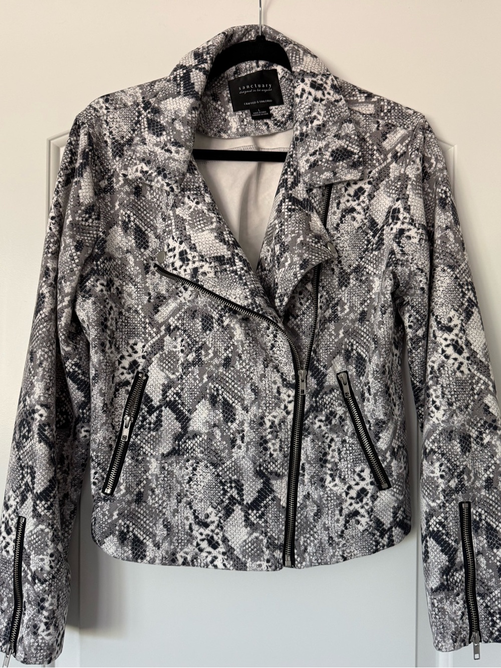 Sanctuary Snake Print Moto Jacket